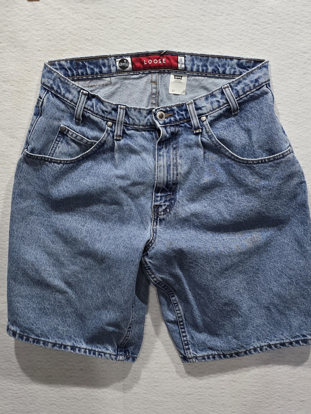 Vintage 90s Levis SilverTab Denim Jean Shorts Mens Sz 33 Blue Loose Fit USA
